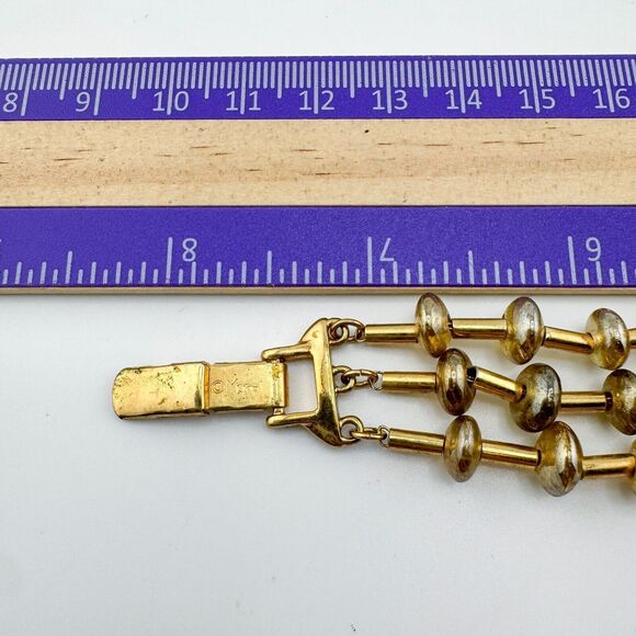 Vintage Monet 3-Strand Bracelet - Retro MCM Minimalist Glamour Layered Timeless - Picture 8 of 8